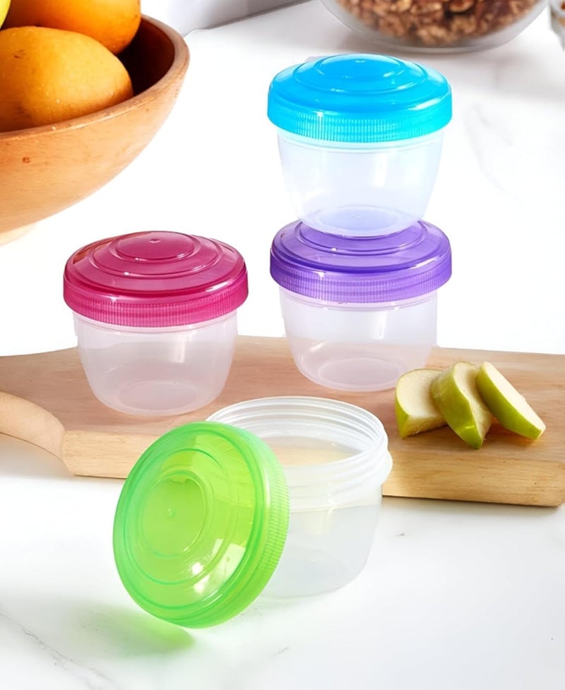 أوعية للوجبات الخفيفة - حاويات طعام صغيرة الحجم سعة 110 مل، خالية من مادة BPA، مثالية للزبادي والصلصات والوجبات الخفيفة - ألوان متنوعة (عبوة من 4 قطع) (4 قطع من اللون الموضح)
